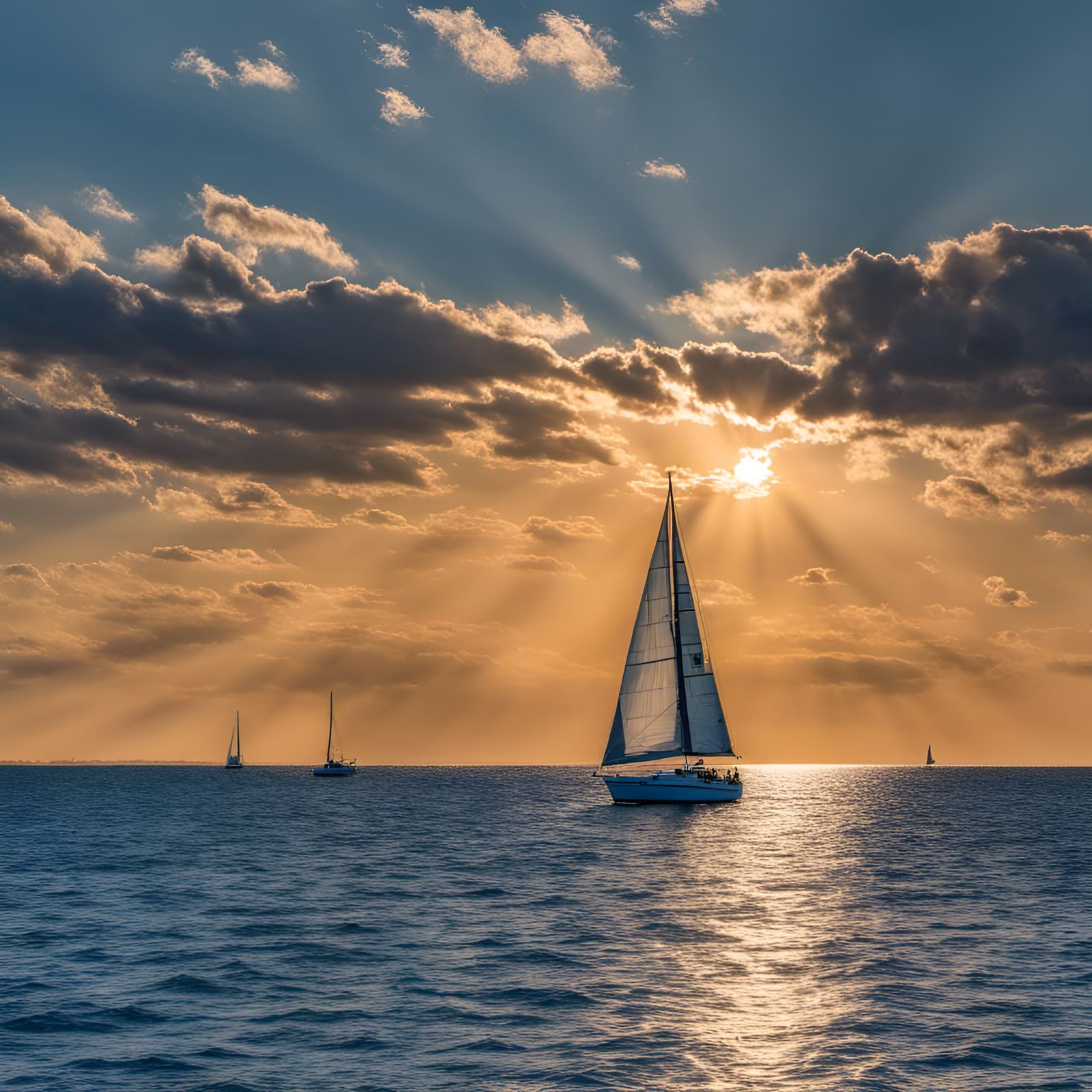Sunset Sailboat on Calm Waters