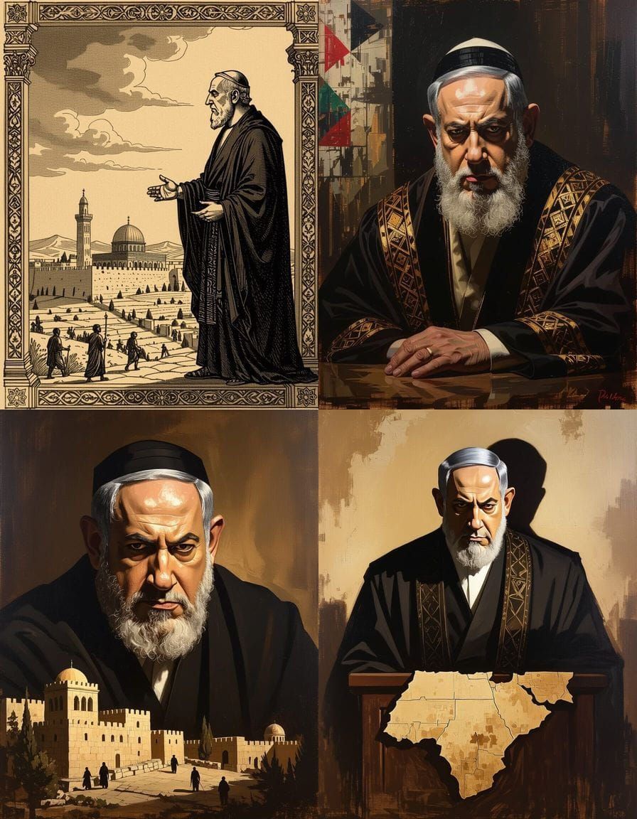 Benjamin Netanyahu as Pharisees Judging Palestine