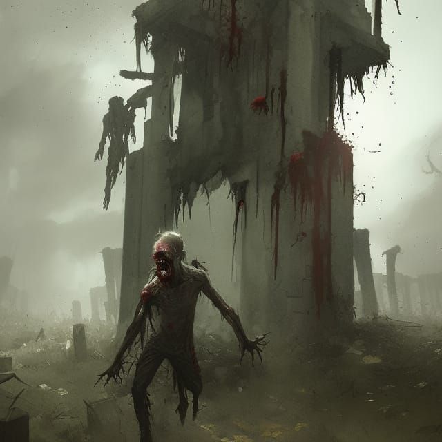 Sinister Zombie Emerges from Grave in Dark Fantasy Style