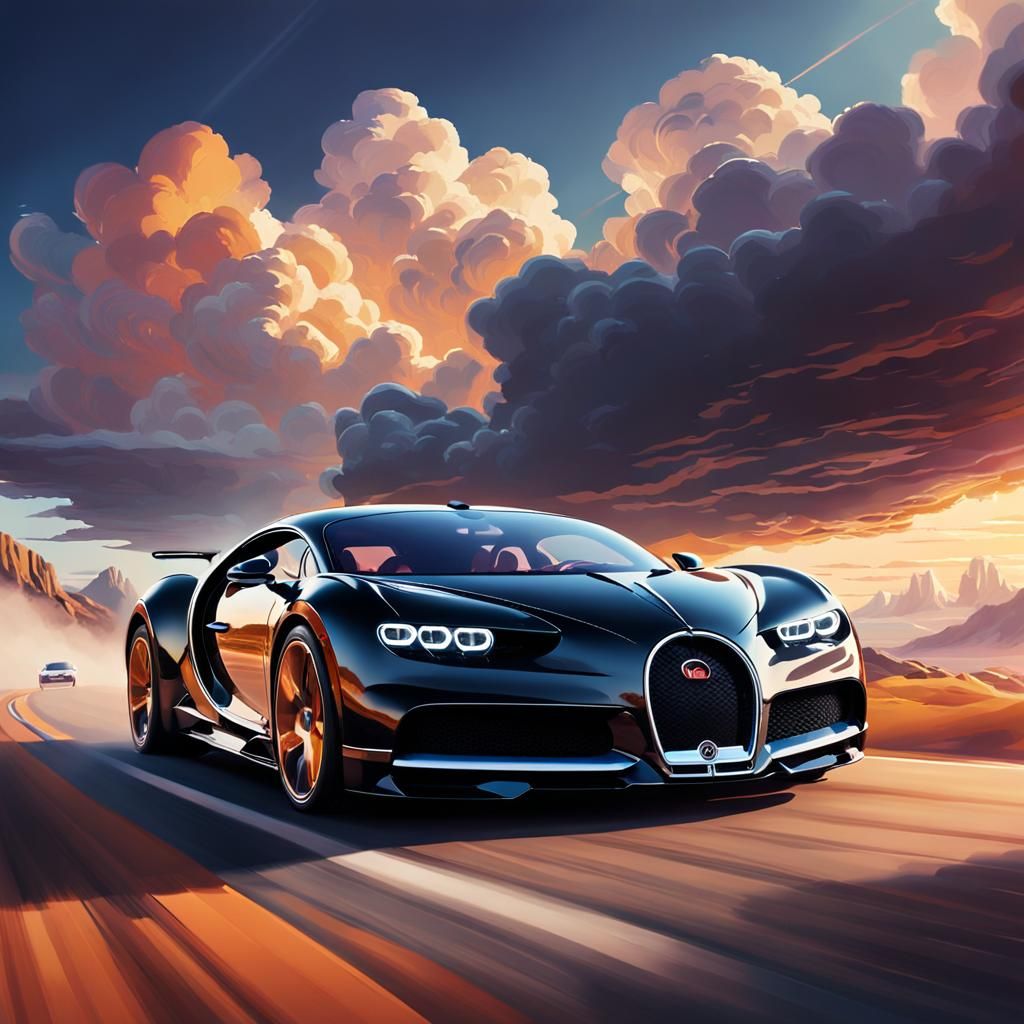 Bugatti Chiron Concept Art in Golden Hour