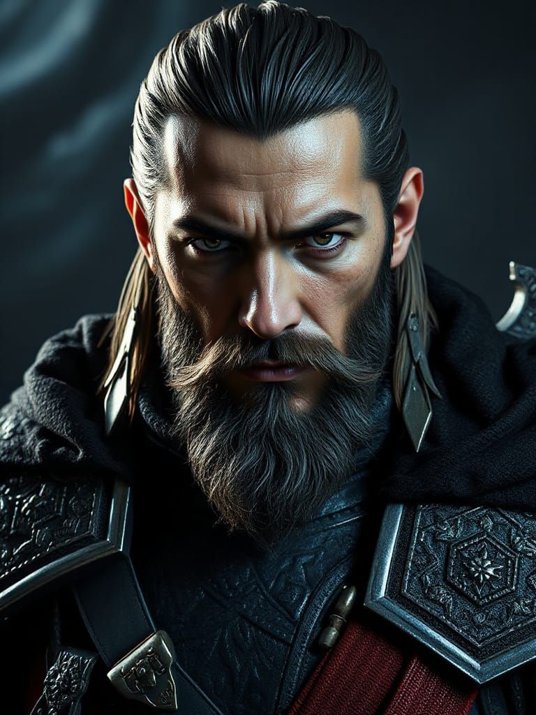 Intense Portrait of a Turcoman Warrior in Fantasy Style