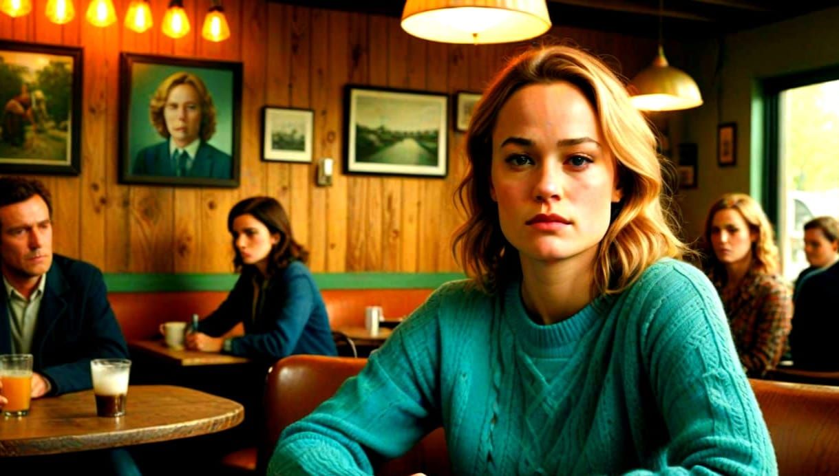 Brie Larson in a Turquoise Sweater, Interviewed in Toronto