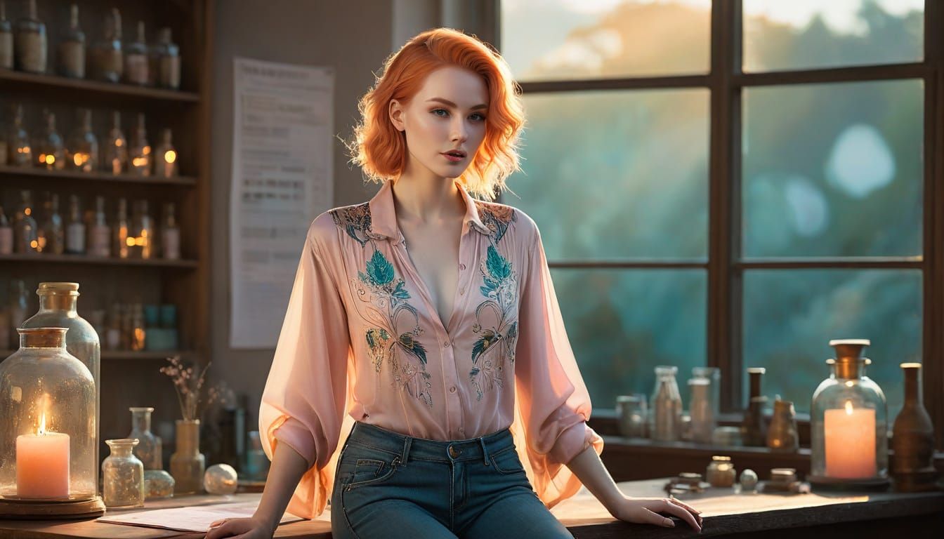 Sorceress in Dreamlike Fashion Illustration