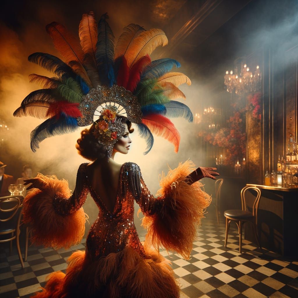 Vintage Cabaret Dancer in Art Deco Style