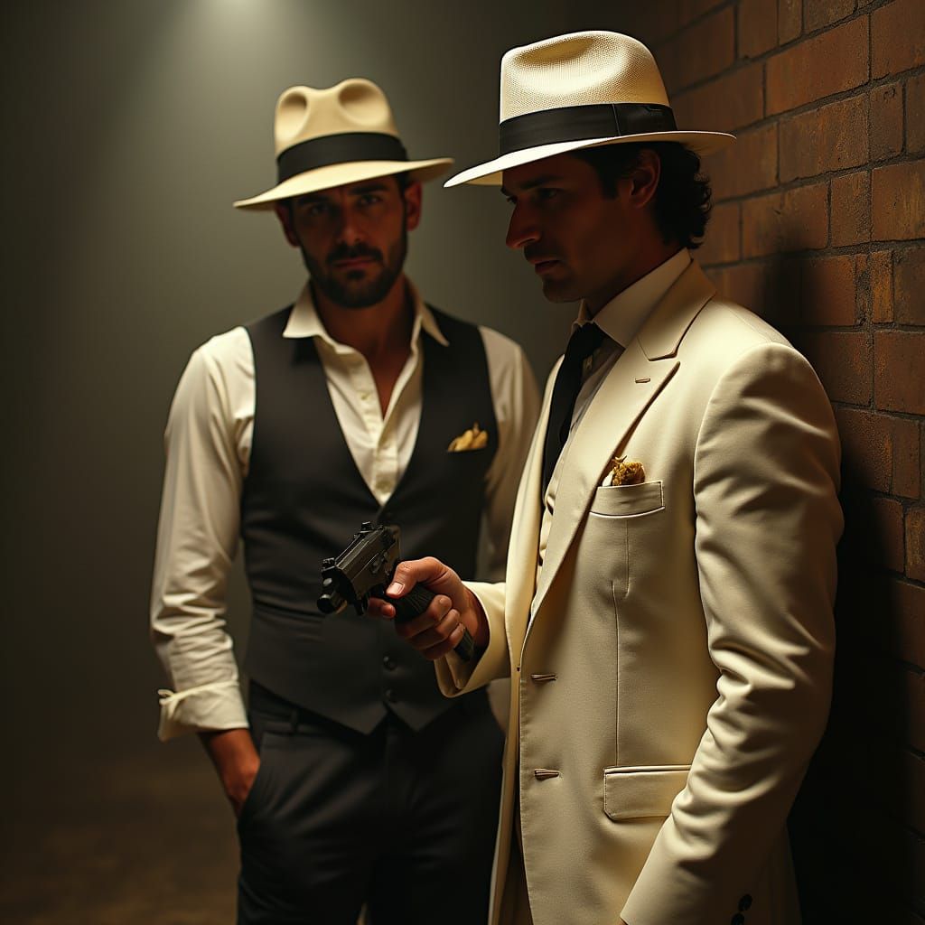 Tony Montana and Don Corleone in a Tense Mafia Showdown