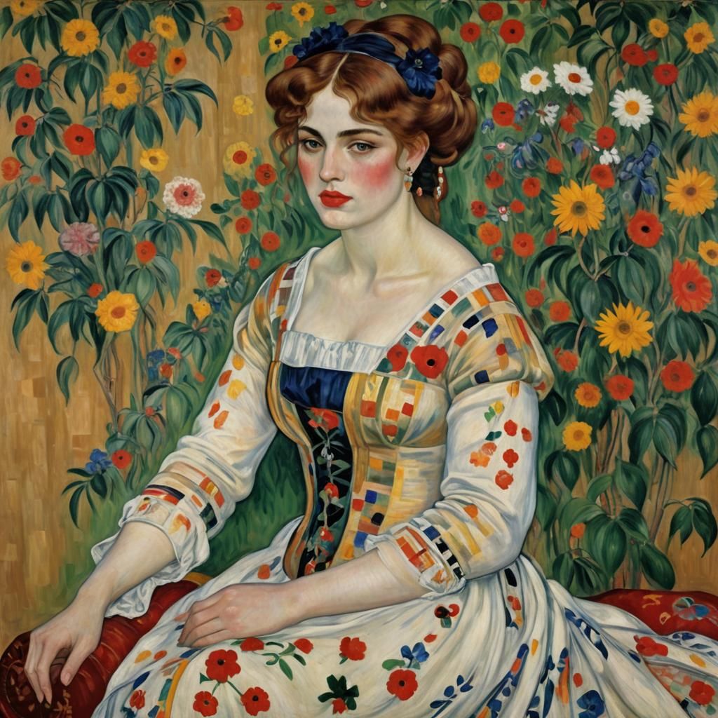 Sensual Courtesan in Art Nouveau Style