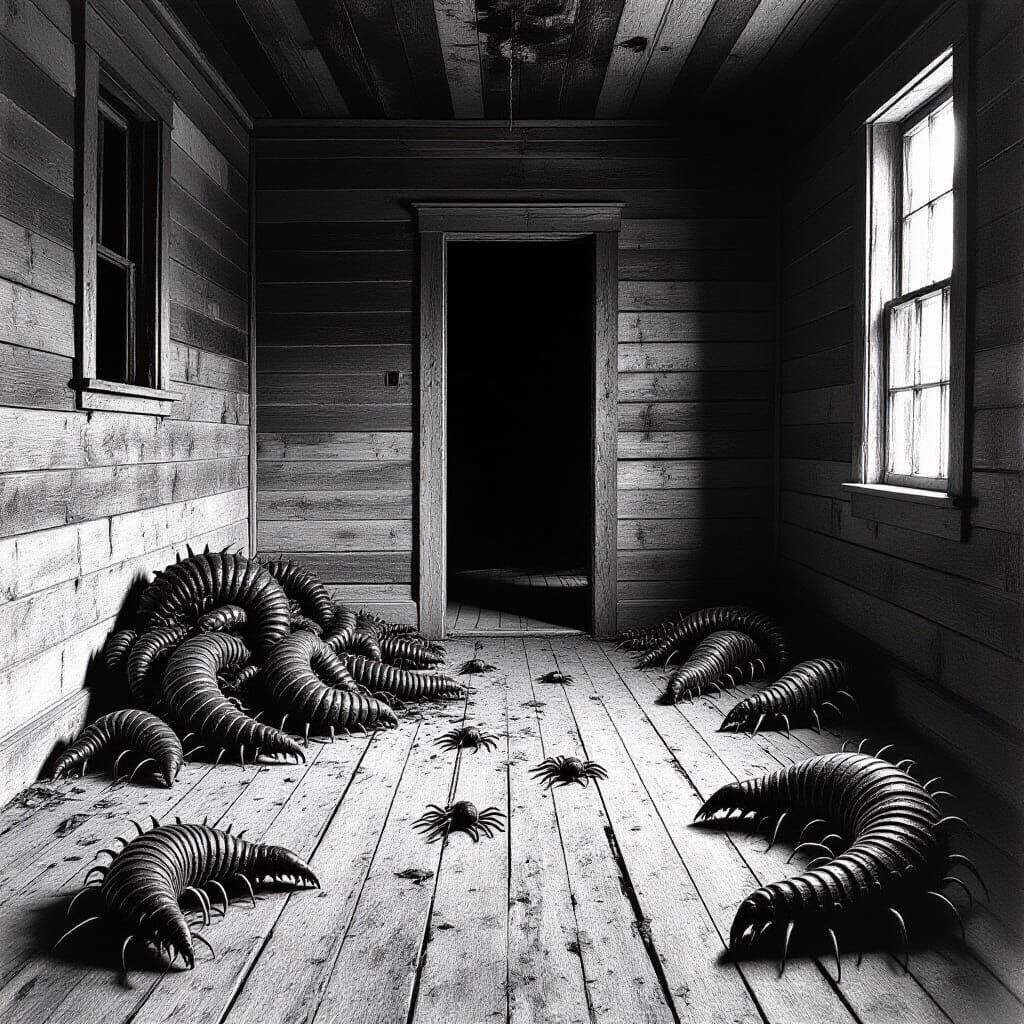 Nightmarish Horror Scene in Vintage Photograph Style