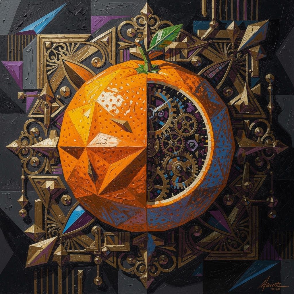 Clockwork Orange Neo-Cubist Steampunk Art