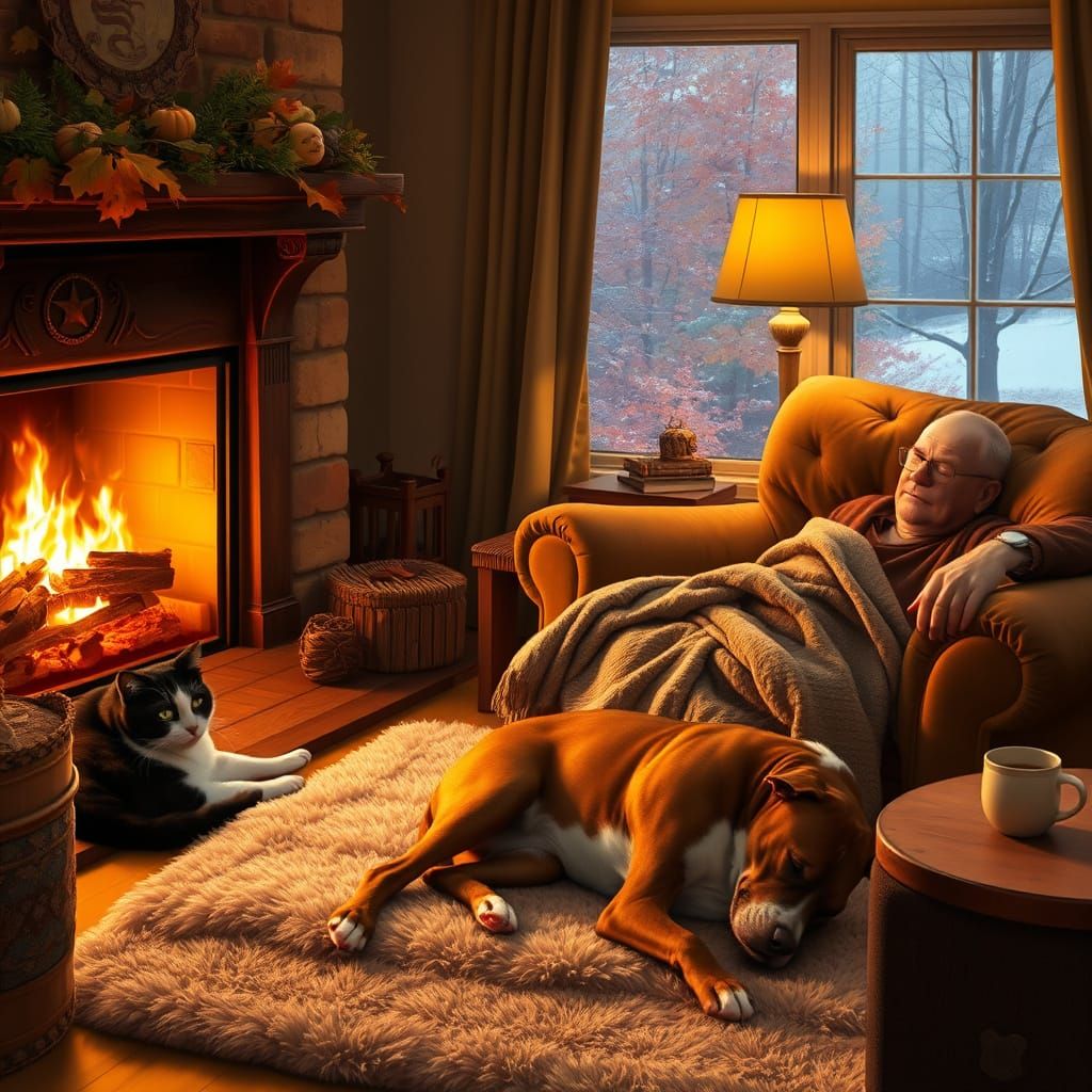 Cozy Autumn Family Gathering by the Fire