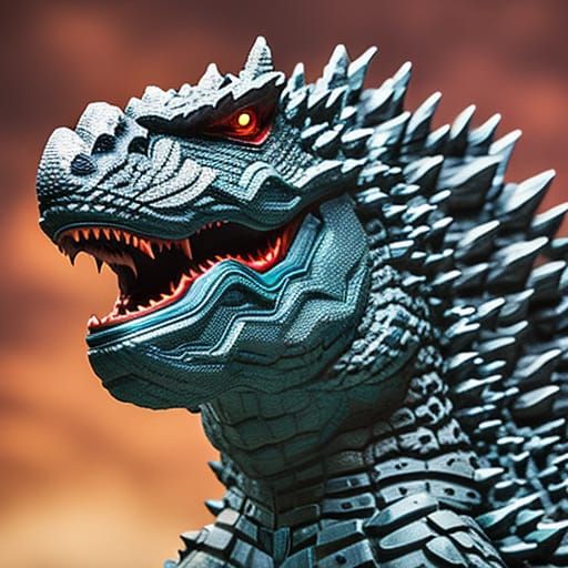 Godzilla Portrait in Anime Key Visual Style