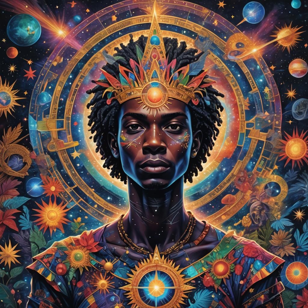 Haiti: Holographic Astral Illustration in Mixed Media