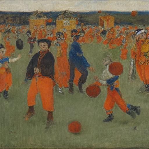 Pumpkins Play Football: Grotesque Symbolist Scene
