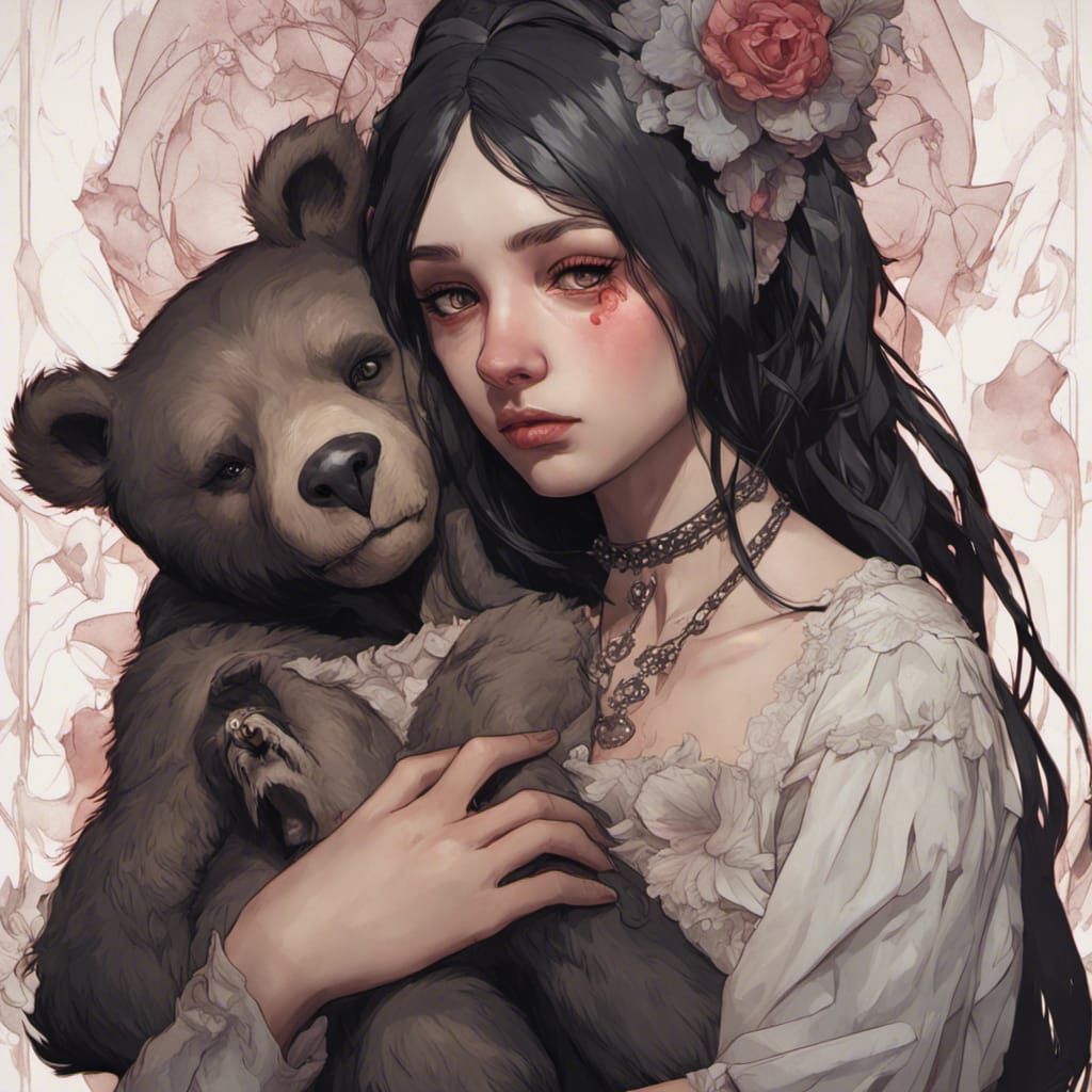 Sad Gothic Doll with Broken Heart