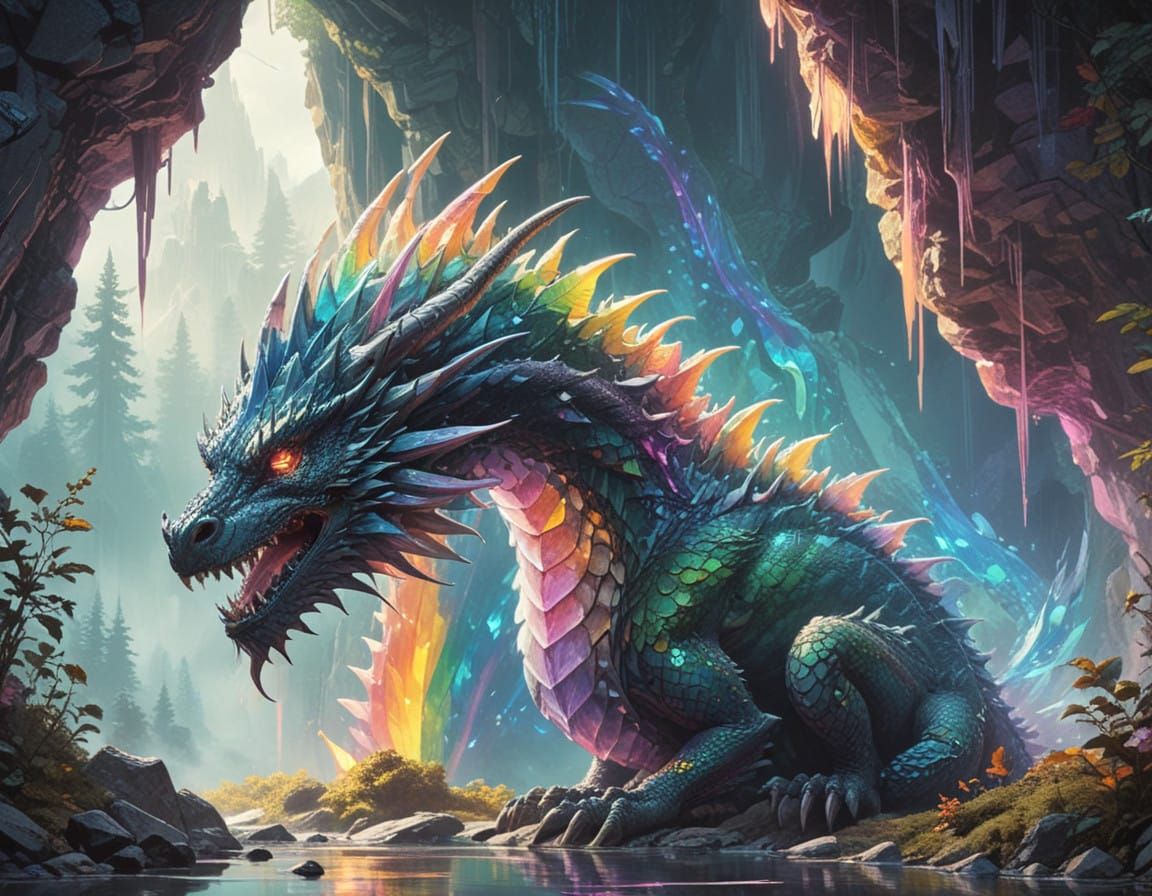 Crystal Dragon in Cyberpunk Style