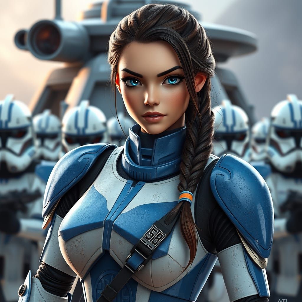 Brunette in Star Wars Armor, 3D Anime Art