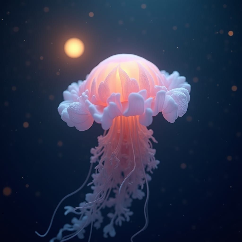 Floral Jellyfish in Starfield: Digital Art
