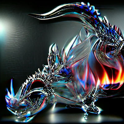 Glass Dragon Breathing Fire: 8K 3D Render