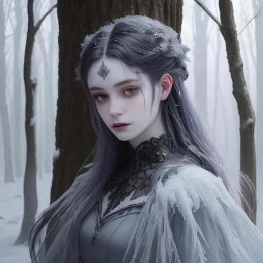 Vampire Girl in Winter Forest: Gothic Realism