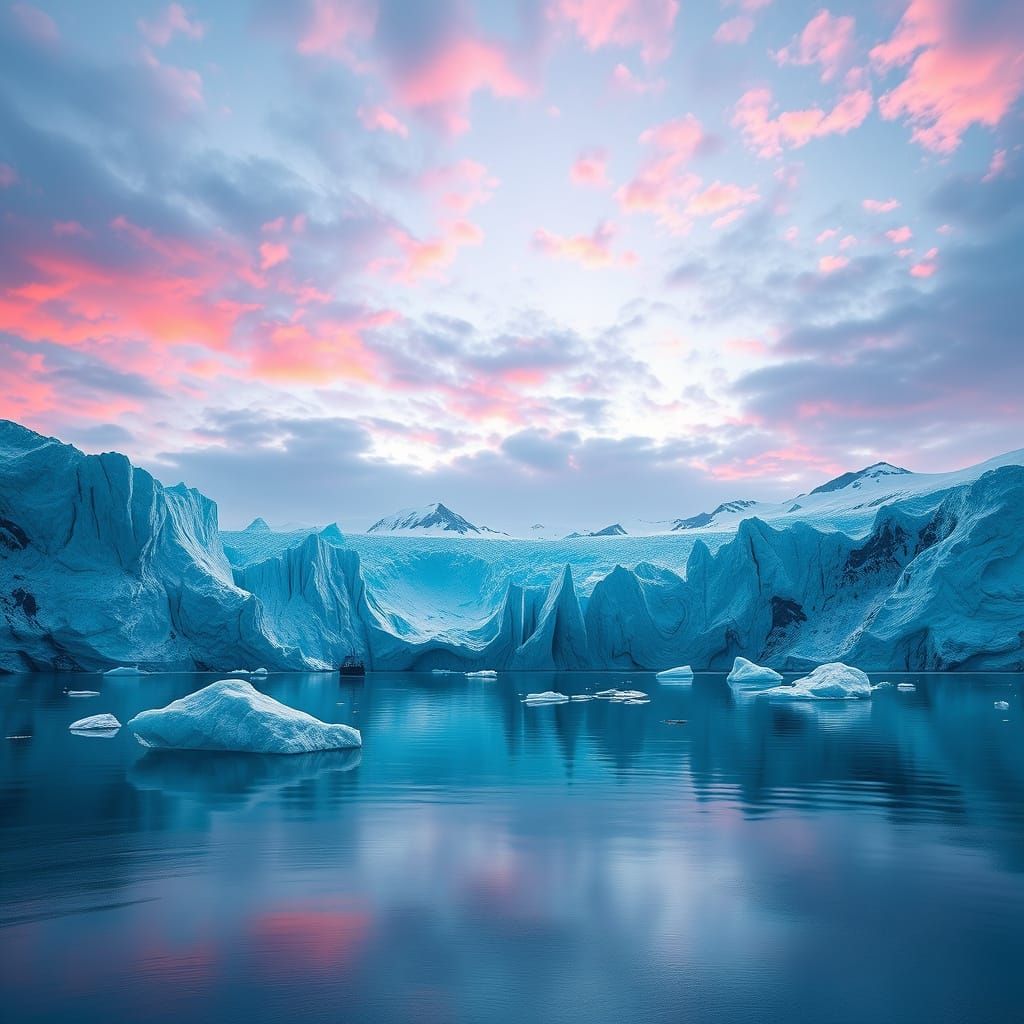 Turquoise Glacier Calving into Glacial Lagoon