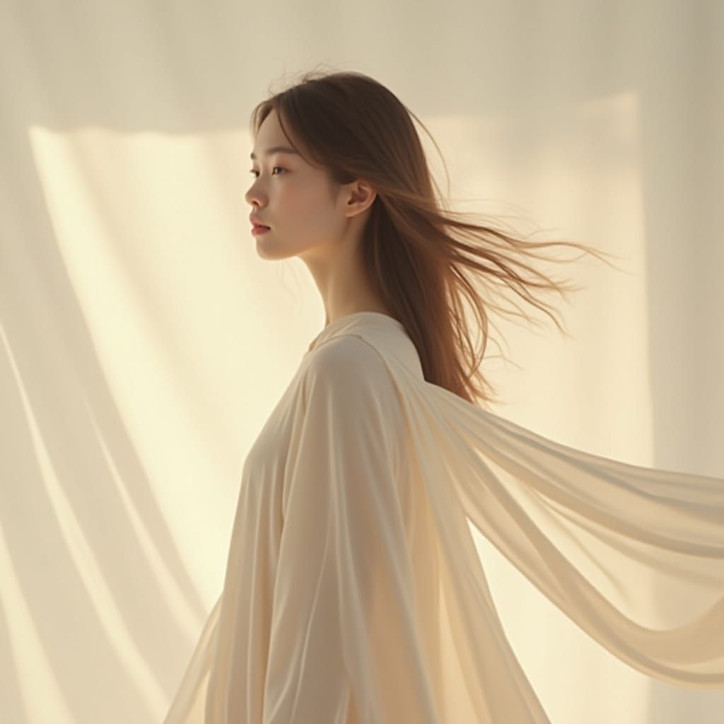 Minimalist Portrait of a Girl in Flowing Attire