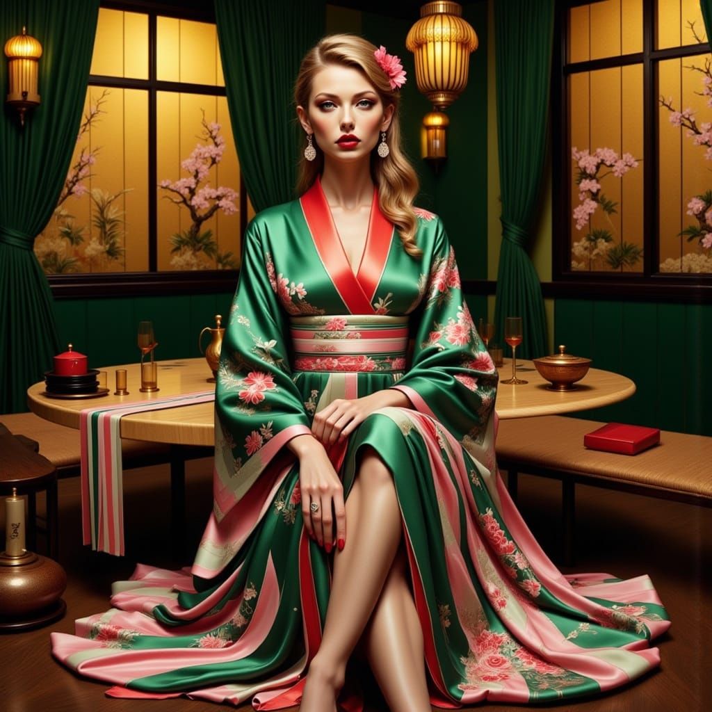 Elegant Geisha-Inspired Taylor Swift in a Resplendent, Multi...