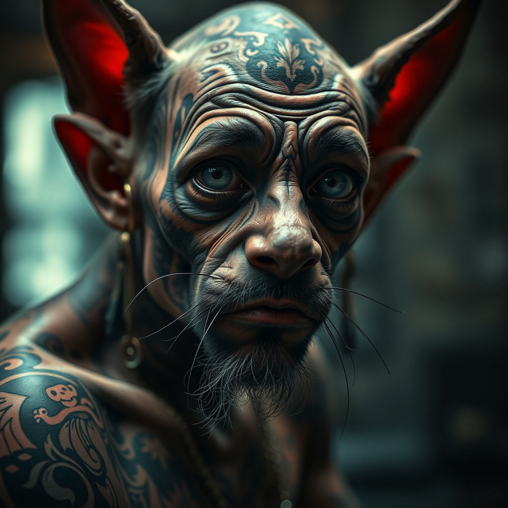 Gangster Dobby with Tattoos in Hyperrealistic Style
