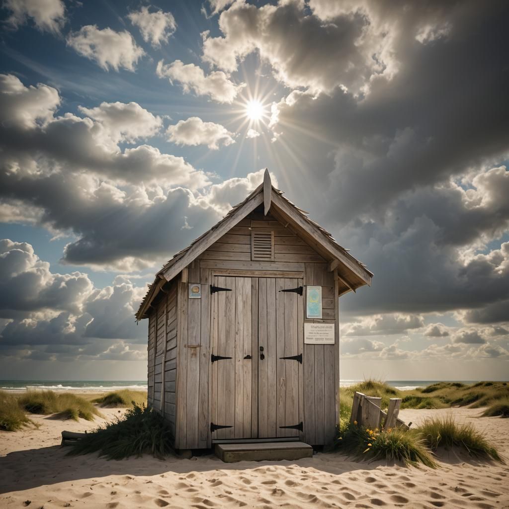 Weathered Beach Hut in Divine Sunshine