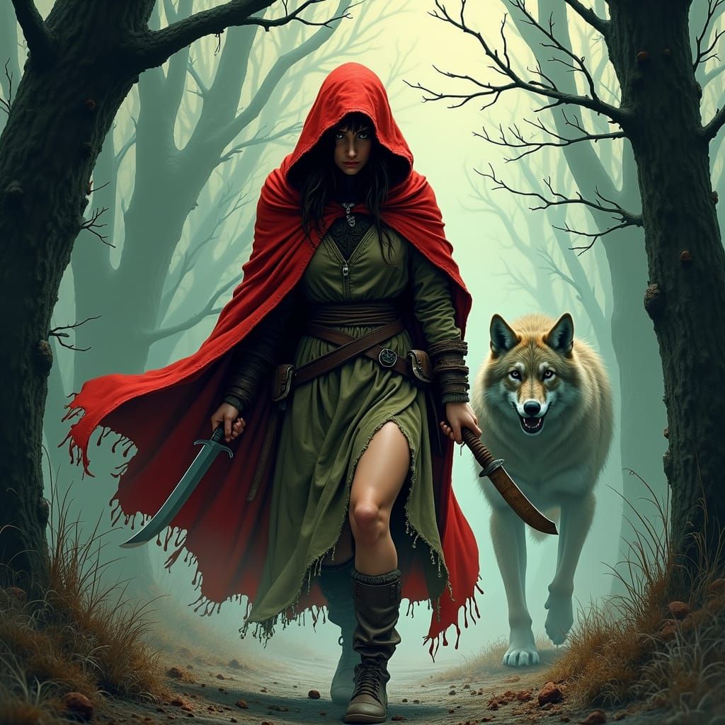 Red Riding Hood Stalks the Wolf: Comic Book Style