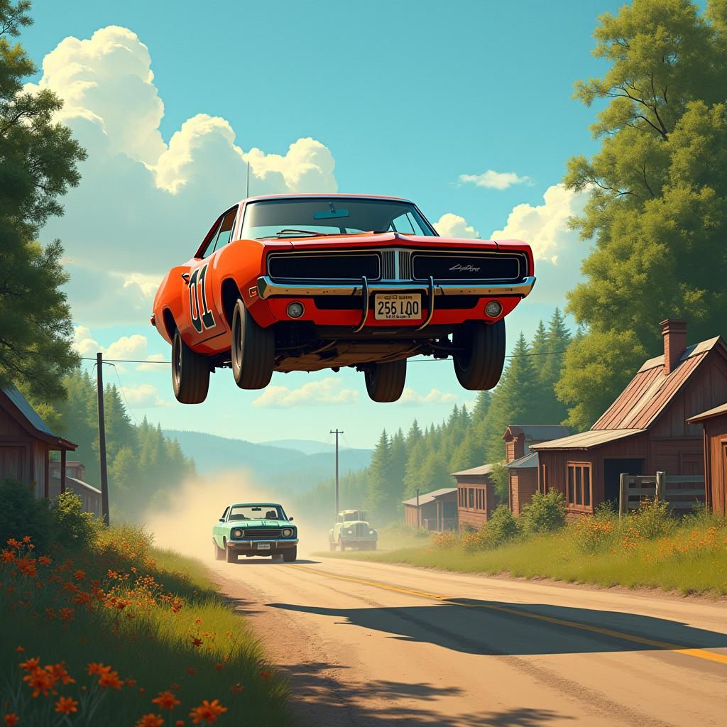 General Lee Soars Over Emerald Forest