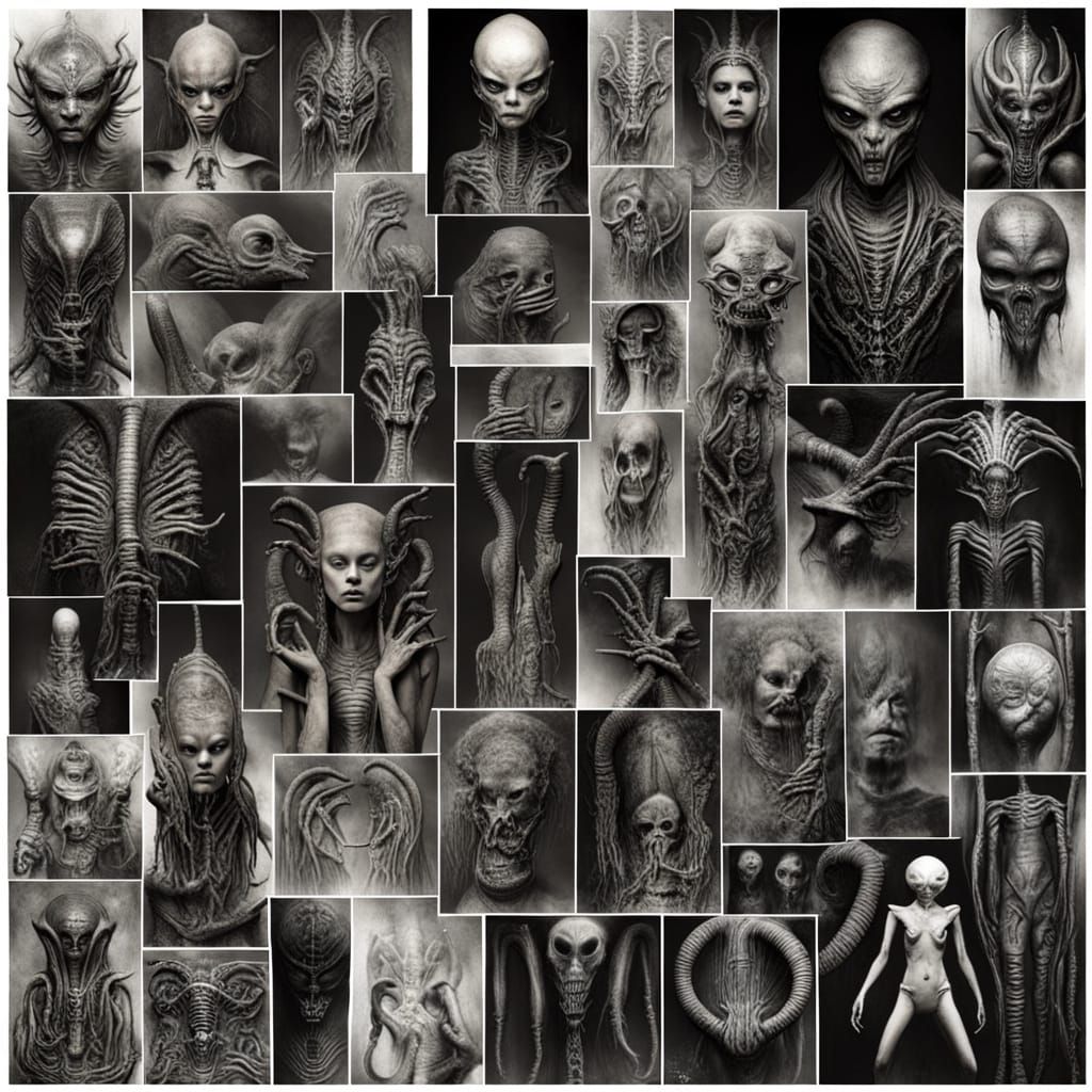 Dark Alien Cityscapes in Dramatic Lighting