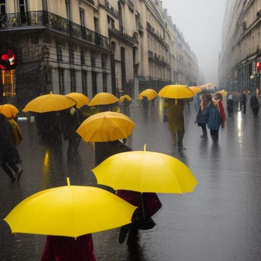 Rainy Day in Paris: Girl in Yellow