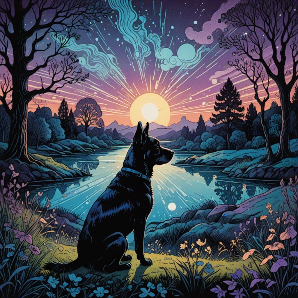 Dog's Inner World: Dreamlike Fantasy Art