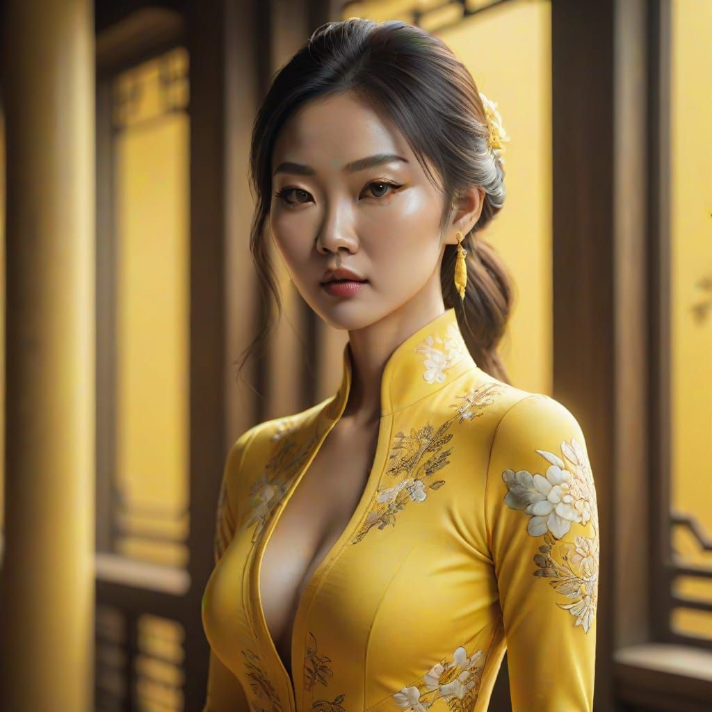 Asian Woman in Yellow, Portrait Photography Style