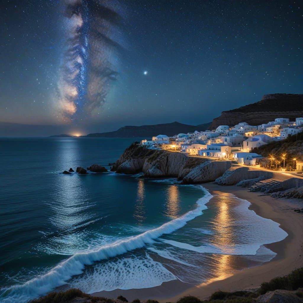 Bioluminescent Summer Night by the Sea