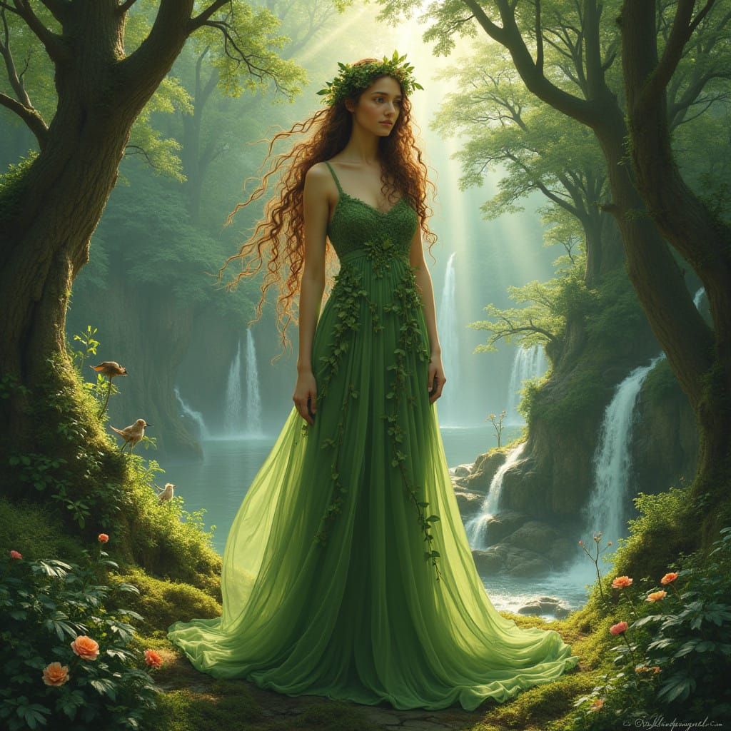 Romantic Goddess in Nature's Splendor