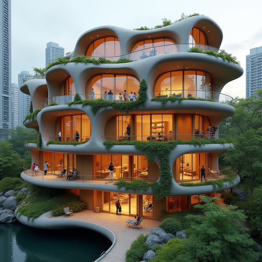 Organic Futuristic Building with Laminated Timber and Steel