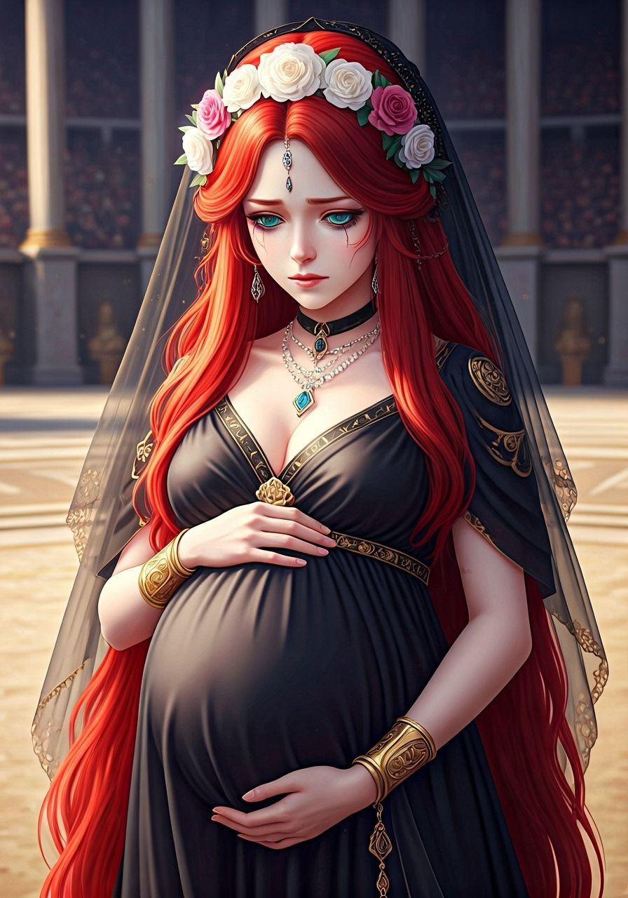 Pregnant Greek Woman in Palace Arena