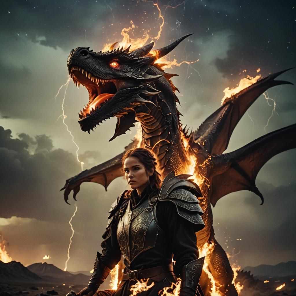 Epic Dragon Rider in Starry Sky, Cinematic