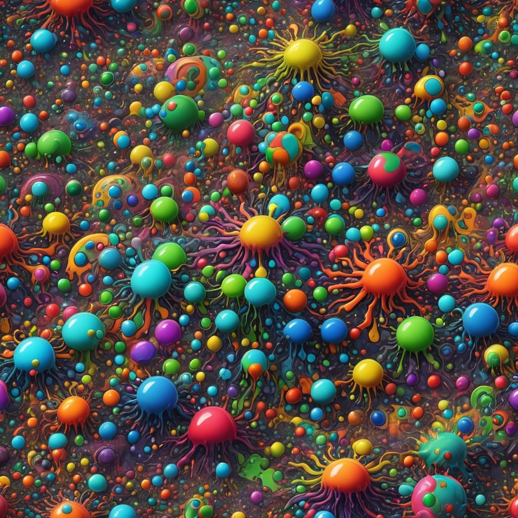 Psychedelic Rainbow Slime Blob Mandala in Deep Color