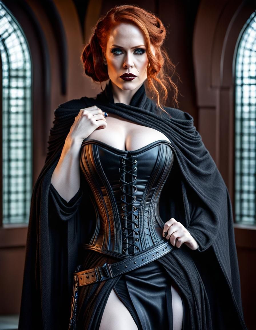 Gorgeous Jedi in Gothic Corset Robe: Hyperrealistic Photogra...
