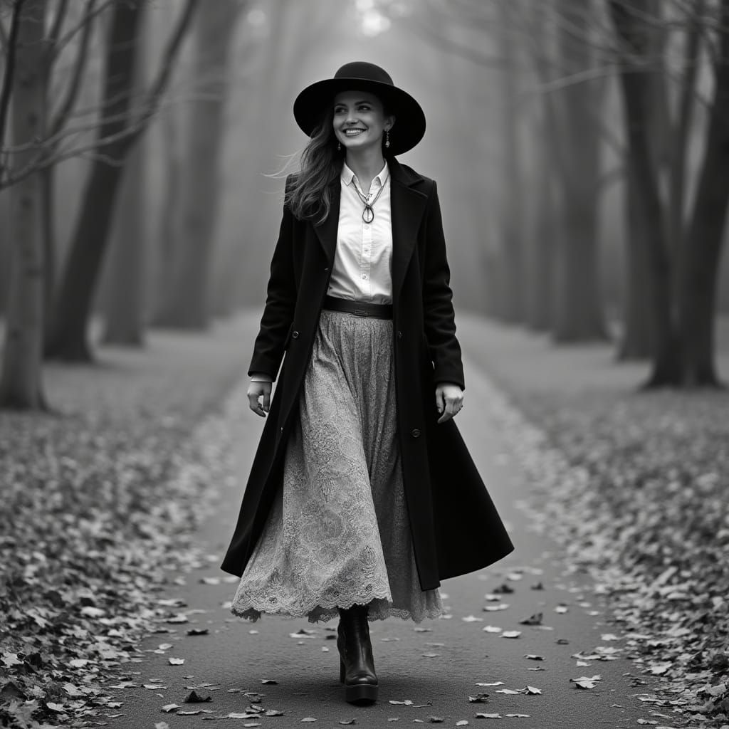 Autumn Woman in Ansel Adams Style