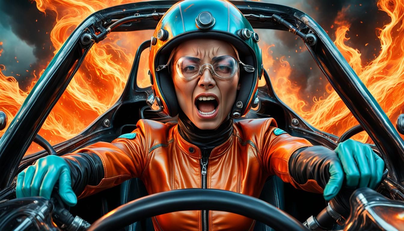 Burning Fear: Girl in Flaming Race Car