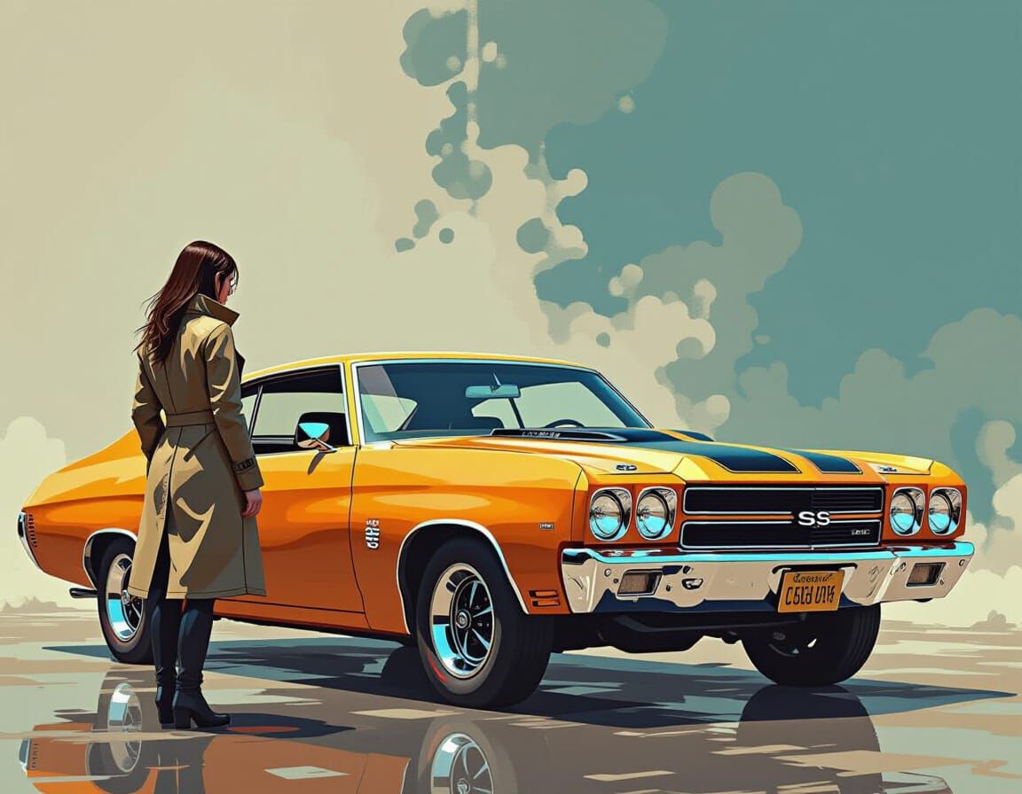 Retro-Futuristic Chevelle SS with Sci-Fi Concept Art Style