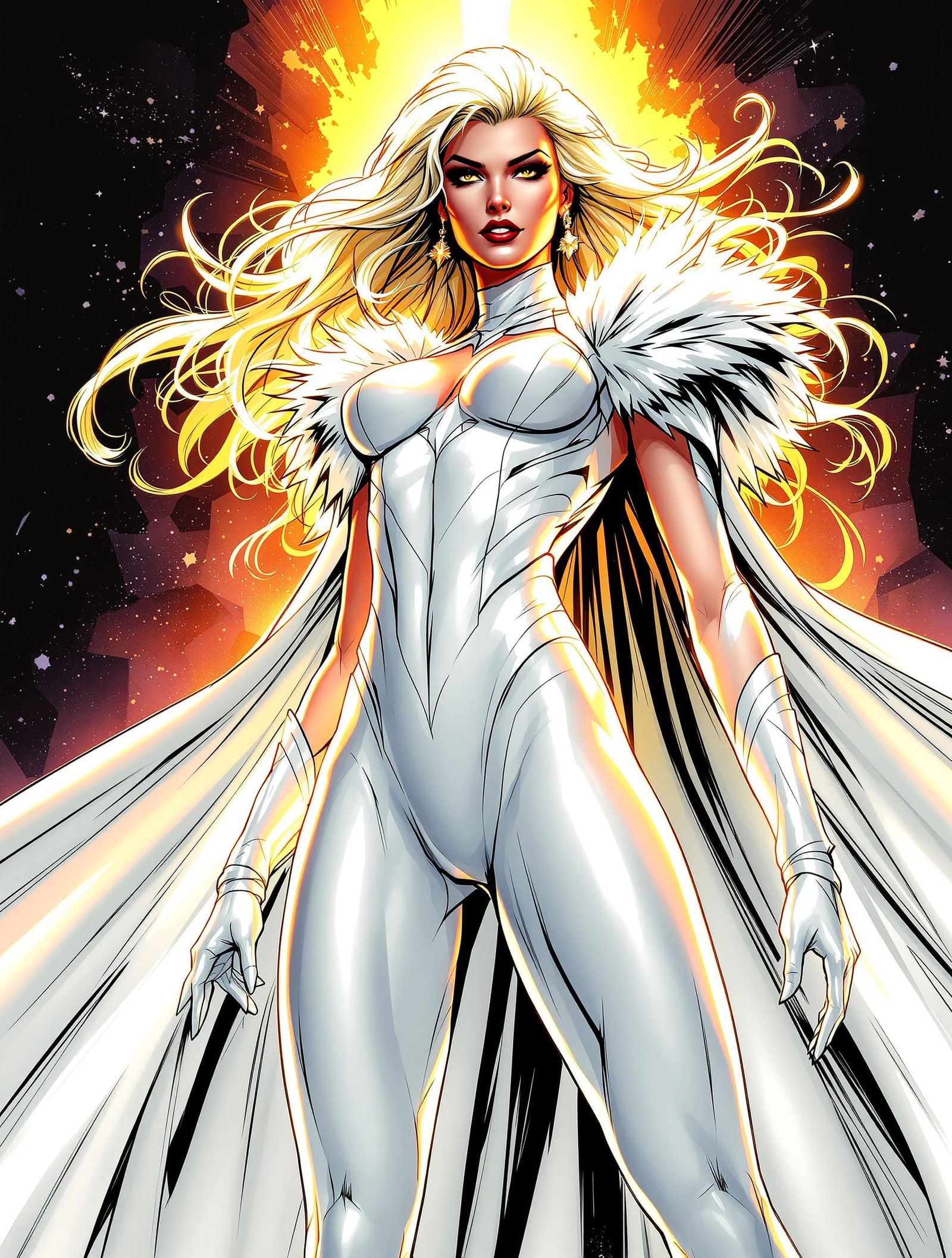 Emma Frost White Queen Comic Art Portrait