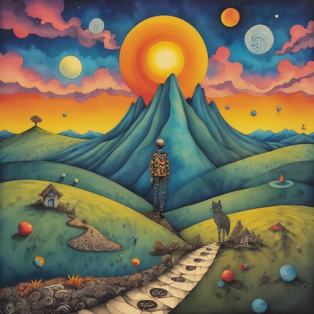 Pop Surrealist Zentangle with Tie Dye Effect