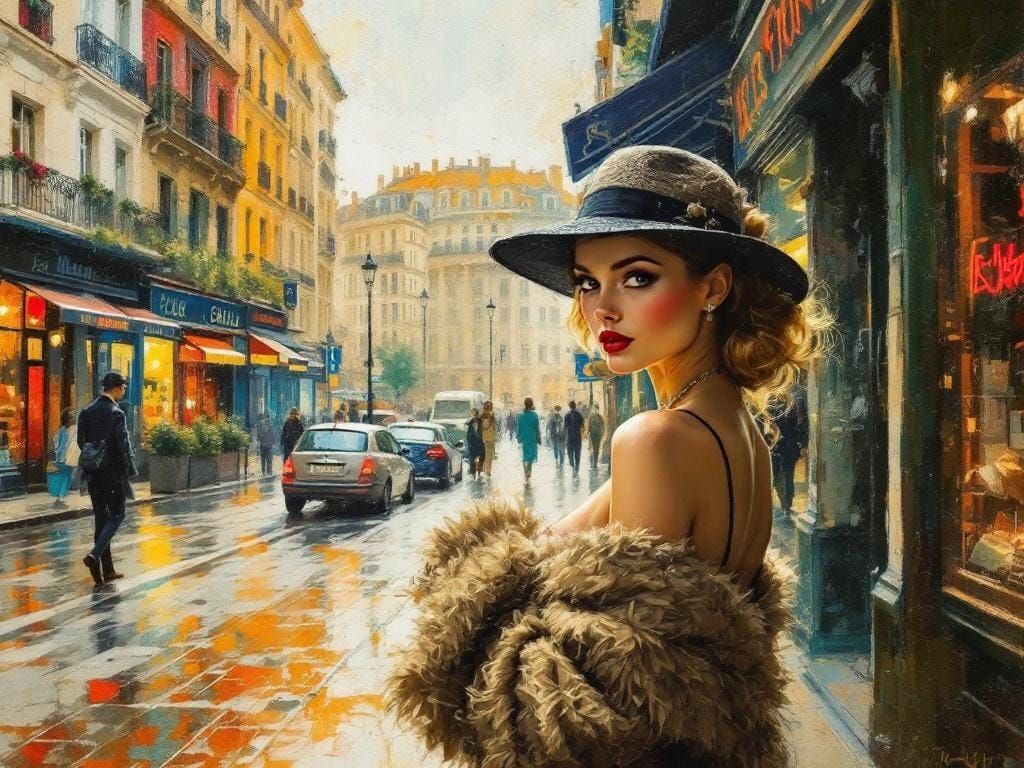 Paris Street Figure Study in Encrustique Style