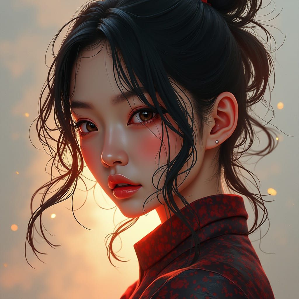 Goddesses Empowering Young Japanese Maidens in Vibrant Triad...