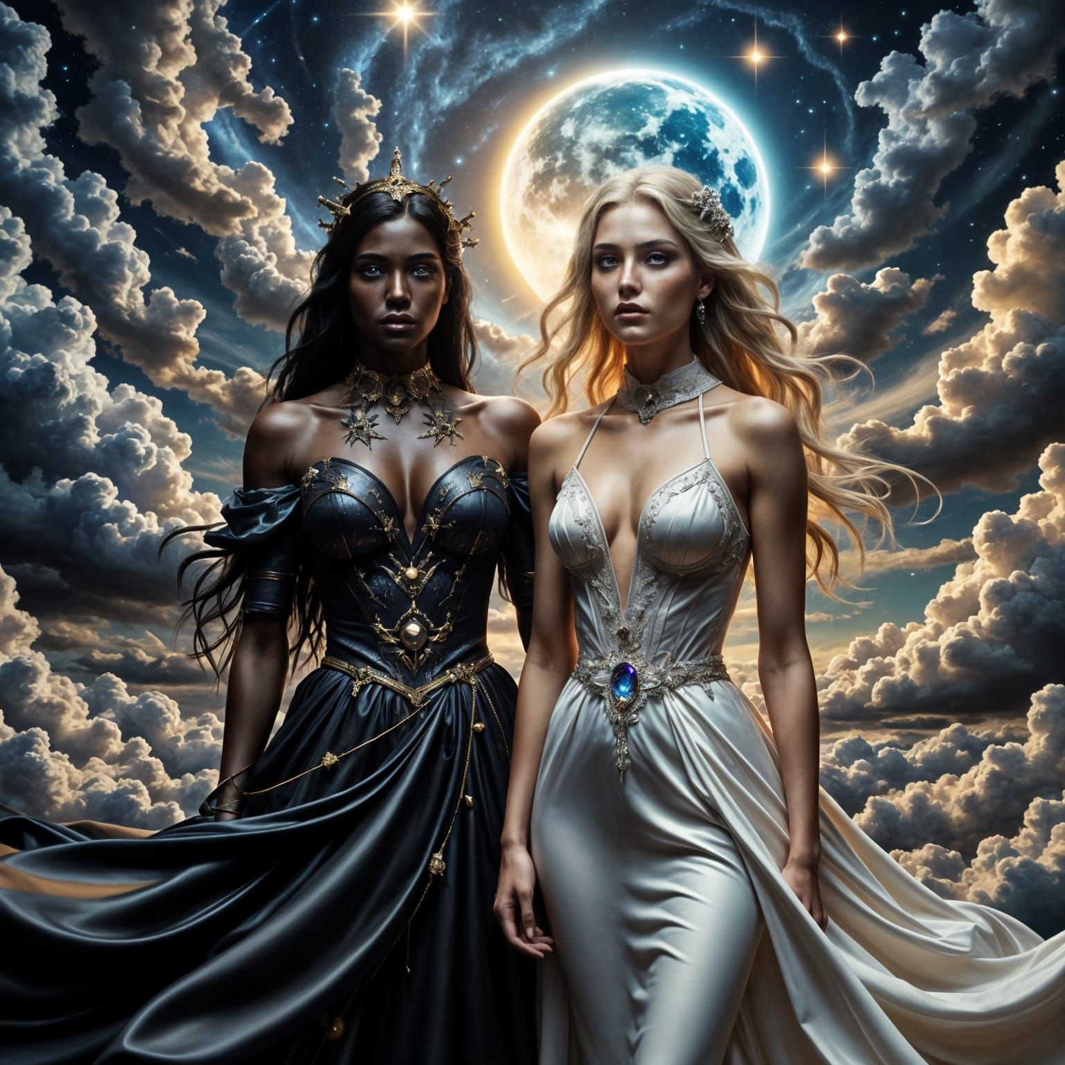 Goddesses of the Moon in Hyperrealistic Digital Art