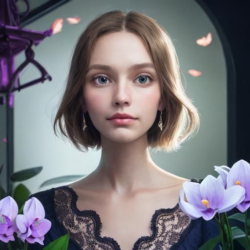 Melancholic Woman in Antique Cluttered Room