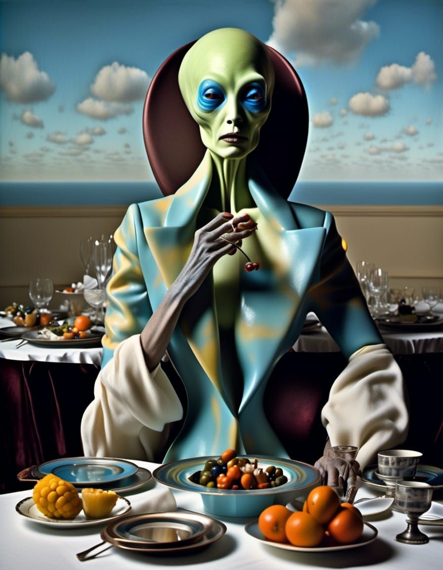 Elegant Alien Portrait in Hyperrealistic Style
